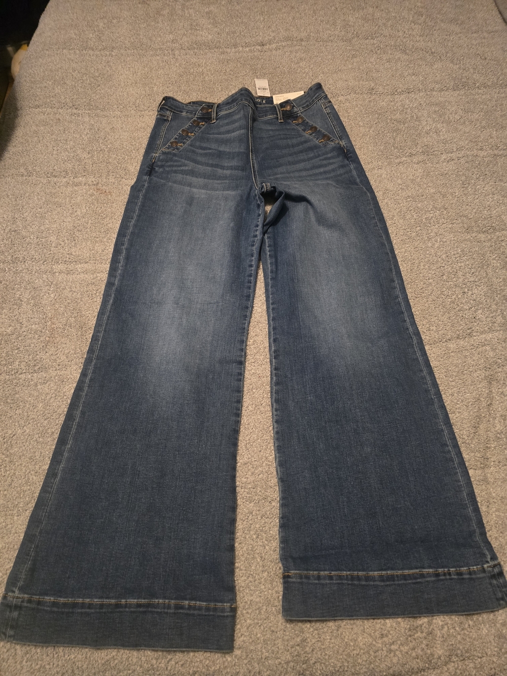 AE Wide Leg Women’s Jeans in Dark Blue - Classic High-Rise Style